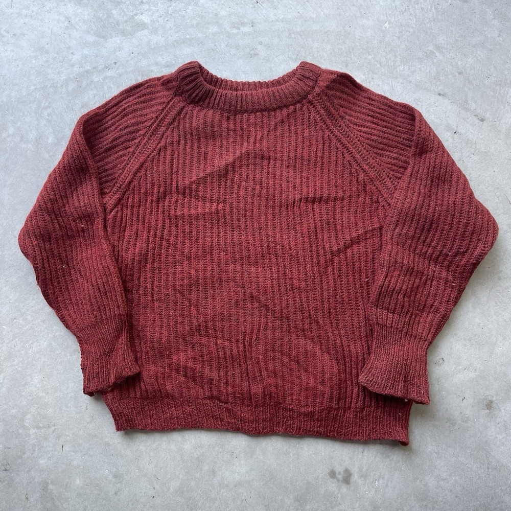 Vintage 70s James Pringle Scotland Red Wool Mill Fisherman Sweater Size M